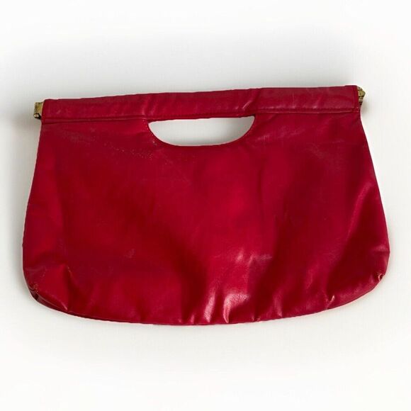 Red Clutch Embroidered Faux Leather Women Pouch Bag Handbag Soft Purse Party - Picture 2 of 12